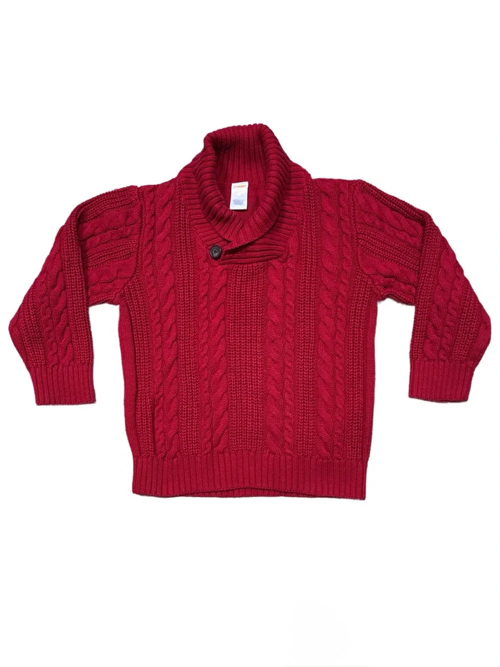 Gymboree Boys Red Cable Knit Shawl Collar Pullover Sweater Size 5/6 Small